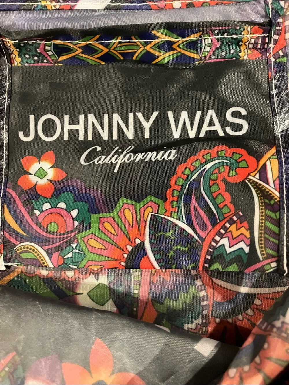 Johnny Was Black Tote with Multicolor Floral Paisley